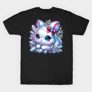 Snow Bunny Rabbit Cute Christmas Kawaii Chibi Animal T-Shirt
